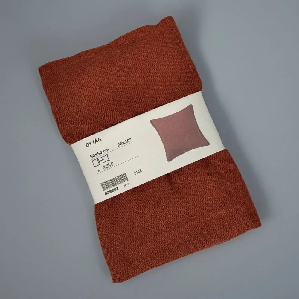 IKEA DYTÅG Cushion Cover Linen Throw Pillow Case 20x20 Burnt Orange Rust NEW